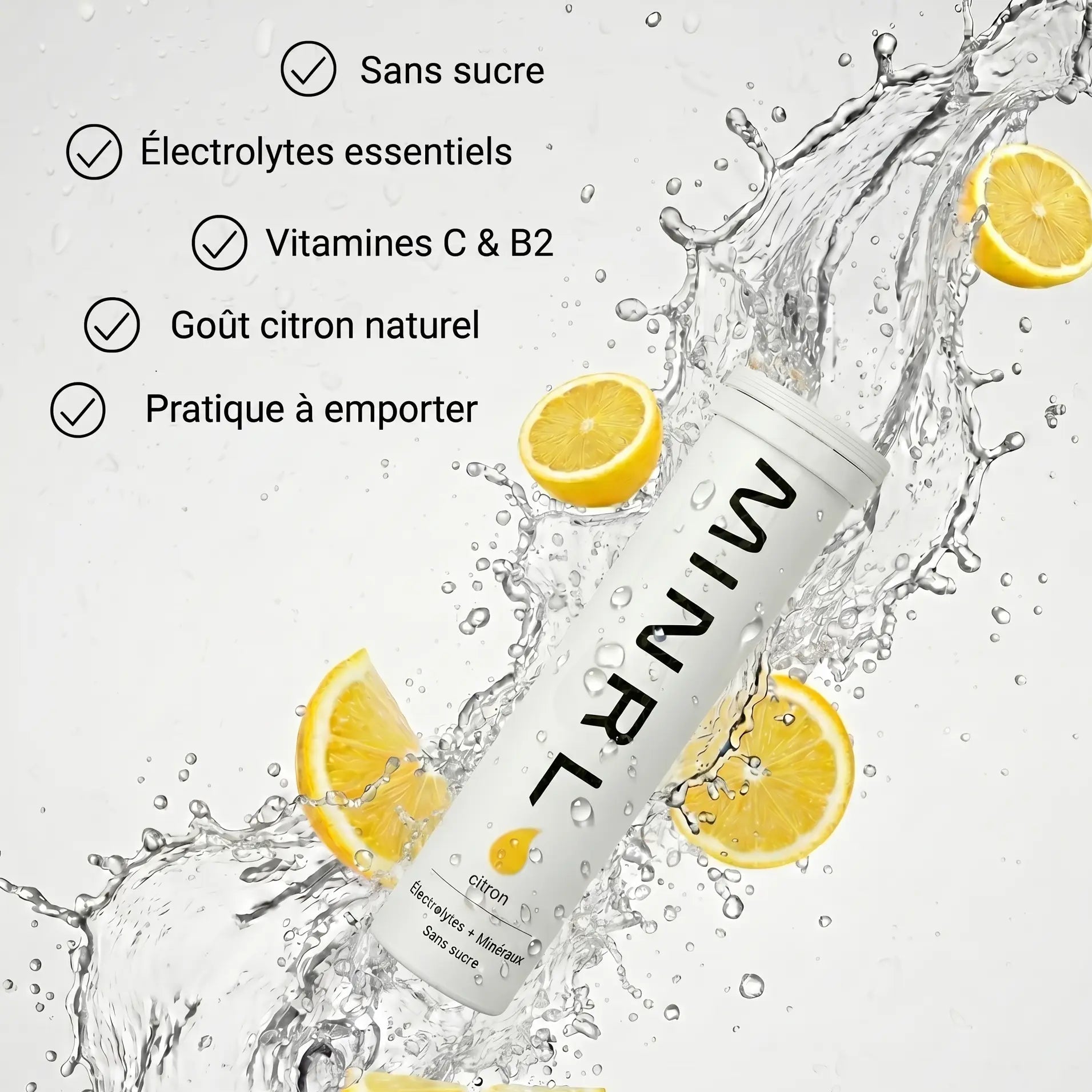 Électrolytes Sans Sucre - Goût Citron - Pastille d'Hydratation