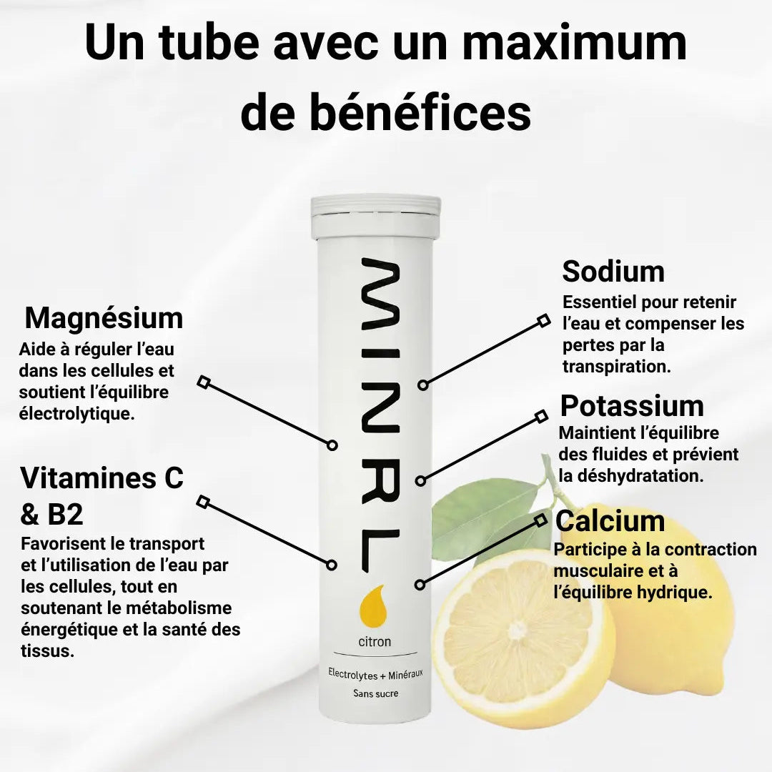 Électrolytes Sans Sucre - Goût Citron - Pastille d'Hydratation